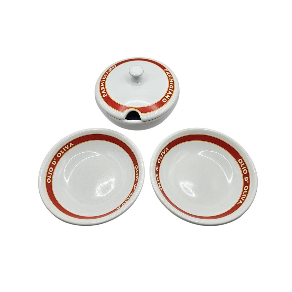 Pottery Barn Parmigiano & Olio D'Oliva Serving Dipping Bowls 4 Piece Set